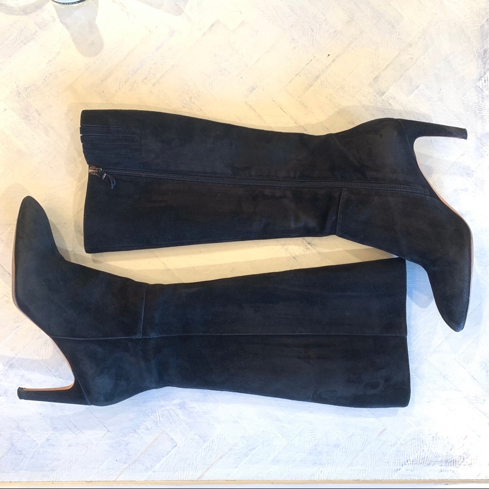 Via Spiga Black Suede Leather Knee High Boots - Picture 3 of 10